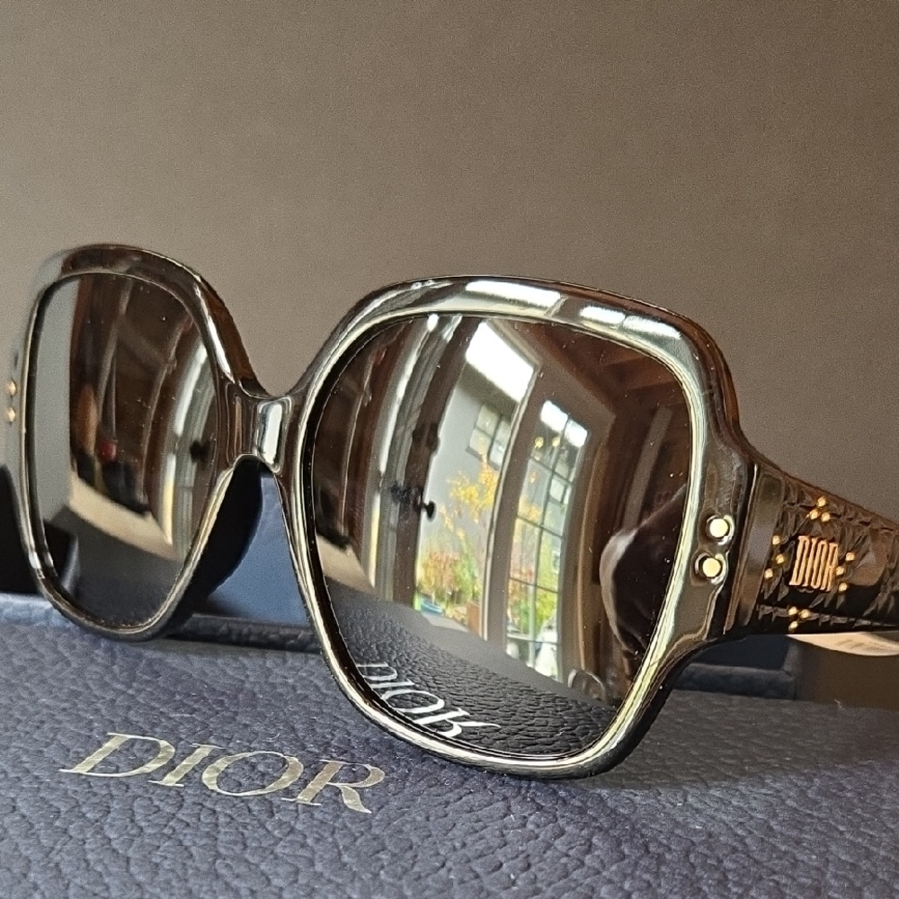 New! Never Worn, With Tags. Dior Chic Black and Gold Sunglasses. No Hard Case.